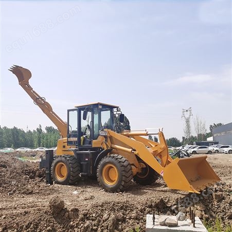 两头忙多功能轮式挖机前装后挖微型家用挖掘装载机铲车勾机一体