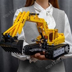 巧乐童5351-6机械挖掘机工程车玩具儿童益智拼装兼容乐高男孩