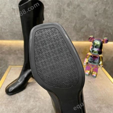 F102金韩沙方头靴子女2022新款粗跟长筒靴西部v口弹力高筒骑士靴