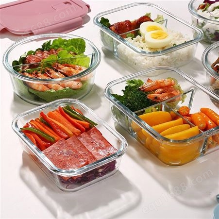 玻璃碗保鮮盒 耐熱微波爐餐盒 密封便當冰箱收納 盒帶蓋