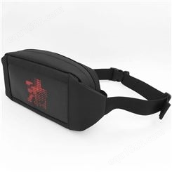 德克士黑色闪光LED腰包斜挎胸包12寸单肩包可装手机钥匙等小物件